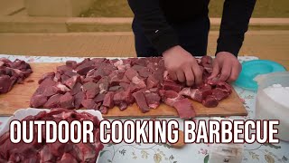 WILD BOAR MEAT ON CHARCOAL  Outdoor cooking  GEORGY KAVKAZ [upl. by Arteid]