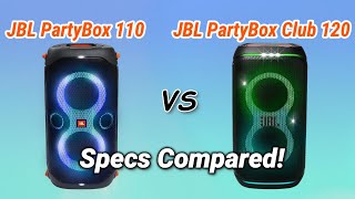 JBL PartyBox Club 120 vs JBL PartyBox 110 Specs Compared [upl. by Giwdul817]