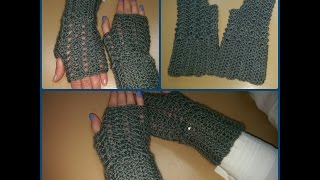 Guanti senza dita alluncinetto  Tutorial scaldamani  How to crochet fingerless gloves [upl. by Enirok]