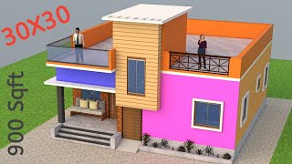 30X30 House Design Plan With 3Bedroom ll Small 3 Bedroom Vil [upl. by Adiraf]