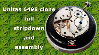 Seagull St36 Unitas 6498 Clone Watch Movement Disassembly amp Assembly [upl. by Rebmit]