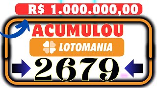 LOTOMANIA 2679  DICAS E PALPITES [upl. by Oflodur]