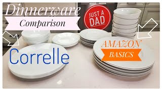 Corelle vs Amazon Basics Dinnerware Set Plates Bowls Comparison [upl. by Reivaz]