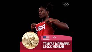 Tamyra Marianna Stock Mensah takes gold in the Wrestling women’s freestyle 68kg Team USA [upl. by Enelyad]