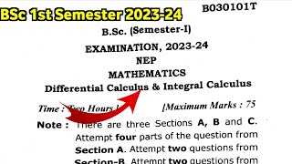 BSc 1st Semester Mathematics Question Paper 202324  BSc First Year Maths Question Paper 2023 [upl. by Lillith995]