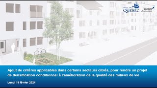 Ajout de critères qualitatifs dans certains secteurs ciblés  projet de règlement RVQ 3247 [upl. by Stormie965]