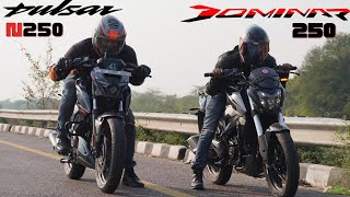 Bajaj Dominar 250 vs Bajaj Pulsar N250 Performance Test [upl. by Anieral]