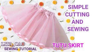 SIMPLE CUTTING AND SEWING TUTU SKIRT [upl. by Mccurdy]