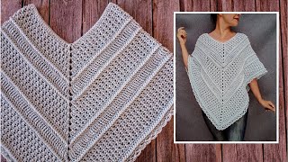 Poncho a crochet muy fácil para mujer ¡Paso a paso [upl. by Aivatnuhs270]