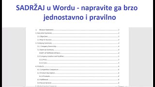 Sadržaj u wordu  napravite ga lako brzo i pravilno [upl. by Clorinde]