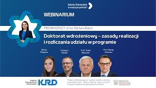 04 WEBINARIUM Doktorat wdrożeniowy – zasady realizacji i rozliczania udziału w programie [upl. by O'Shee]