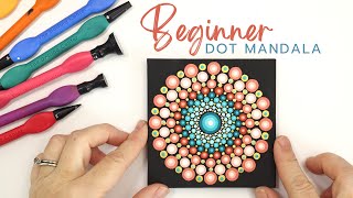 EASY Beginner Dot Mandala Tutorial  How to paint a dot mandala for Beginners [upl. by Trepur641]