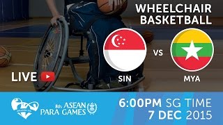 Wheelchair basketball Mens Singapore vs Myanmar Day 4  8th ASEAN Para Games 2015 [upl. by Nwahsar]