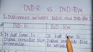 Difference between dvd r and DVD rw in hindidvd r vs DVD rwdvd recordable vs DVD rewriteable [upl. by Tenney]