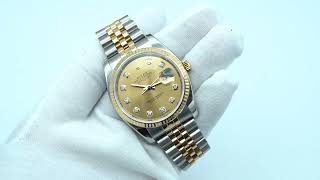 Rolex 116233 Datejust 36mm TwoTone 18K Yellow Gold Champagne Dial Jubilee Bracelet Complete Set 2012 [upl. by Asante985]