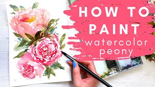 Peony Watercolor Painting Tutorial for Beginners [upl. by Sredna]