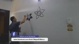 رسم الاستنسيل على الجدران بطريقه بسيطه وسهله شغل 2017 artist maged el masry [upl. by Griff]