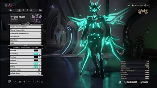 warframe 3 skins TITANIA PRIME fashion frame [upl. by Yarrum]