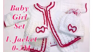 Baby girl layette set How to crochet newborn baby sweater  jacket  cardigan Crochet for Baby 167 [upl. by Etteuqaj]