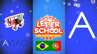 LetterSchool handwriting app  Brasil Portuguese ABCDEFGH ZanerBloser UpperCase letters [upl. by Erdna]