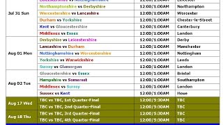 Royal London OneDay Cup 2016 Schedule amp Time Table [upl. by Balcke887]