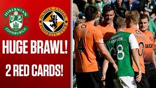 Double red card sparks mass brawl Hibernian 11 Dundee United 17082013 [upl. by Eppes]