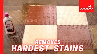 How to clean hard stains on Tiles and Sanitary ware Pupa Staino Heavy duty Tiles amp Sanitary cleaner [upl. by Neirad]