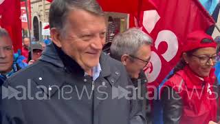 Cgil e Uil in piazza a Roma per la manifestazione quotSalario salute diritti e occupazionequot [upl. by Atinuahs]