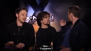 James McAvoy Fassbender joking with Peter Dinklage  XMen Days of Future Past [upl. by Ajad583]