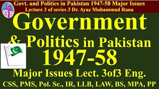 Government amp Politics in Pakistan 194758 Constitutional Issues Lect 3of3 Eng Dr Ayaz Rana [upl. by Malamut861]