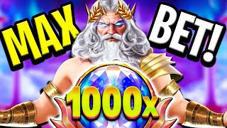 HUGE MULTIPLIERS 😵 NEW GATES OF OLYMPUS 1000 SLOT 🔥 MAX BET BONUS‼️ [upl. by Mit]