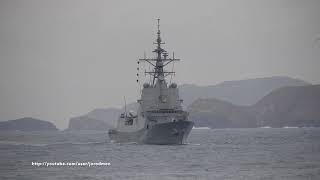 Spanish Navy Frigate CRISTÓBAL COLÓN F105 inbound A Coruña 4K [upl. by Gizela]