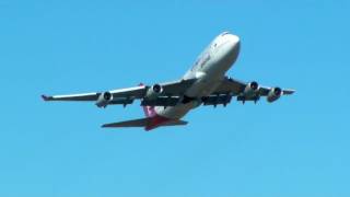 Qantas 747438 Oneworld VHOJU Takeoff Sydney Airport [upl. by Eenar]