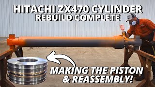 Making the Piston amp Reassembly  Hitachi ZX470 Cylinder Rebuild  Part 3 [upl. by Rem]