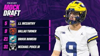 2024 NFL Mock Draft Vikings TRADE with Chargers for JJ McCarthy  CBS Sports [upl. by Yekcin]