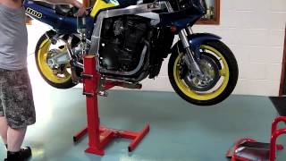 Motorcycle Stand EazyRizer Red Motorcycle Lift [upl. by Auqinom753]