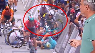 TOUR DE FRANCE 2024  quotUn tacle noncontrôléquot  la palette de la chute sur le sprint de la 13e étape [upl. by Enaasiali]