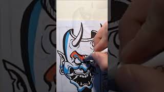 HANNYA MASK shorts hannya mask tattoo sketch drawing horror artist wordattack88 art [upl. by Neilson]