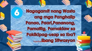 Nagagamit nang wasto ang mga panghalip na Panao paari pananong pamatligpanaklaw [upl. by Arenahs]