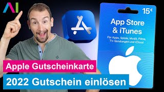 Apple Gutscheinkarte 2022  Einlösen im AppStore • 📱 •  • 🤑 • Anleitung  Tutorial [upl. by Ellenohs]