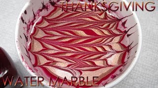 Thanksgiving Water Marble  DIY Nail Art Tutorial [upl. by Lletram]