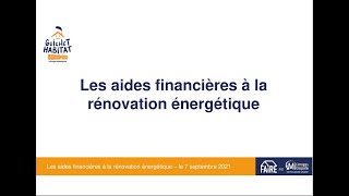 Formation sur les aides financières en rénovation énergétique [upl. by Rimidalv]