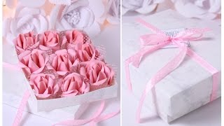 DIY flower box Marbled Paper Flower Box  Virágdoboz [upl. by Ellebana]