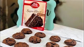 Double Chocolate Chip Cake Mix Cookies  4 Ingredients  Cake Box Hacks [upl. by Ttoille]