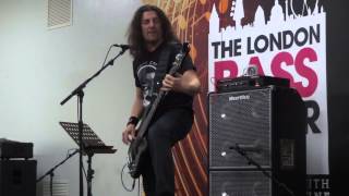 Frank Bello performs Caught in a Mosh at London Bass Guitar Show 2014 [upl. by Trabue]