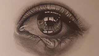 Crying eye tutorial for beginners  How to draw realistic eyes [upl. by Cynthy]