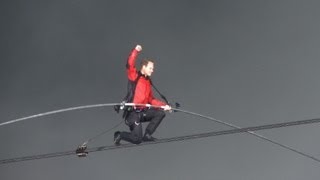 Tightrope walker Wallenda crosses Niagara Falls [upl. by Esilehc]