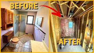 Bathroom Remodel Part 1 Demolition  DIY Renovation [upl. by Jehiel]