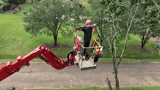 Giant maple tree removal with a CMC 92hd spider lift [upl. by Aztinad]