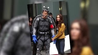 Megan Fox Gets Flirty With Alan Ritchson on Teenage Mutant Ninja Turtles Set  Splash News [upl. by Anaer]